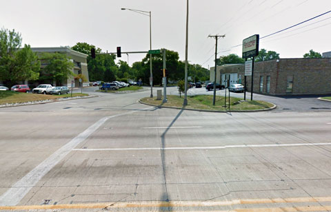 View of Cicero Ave and 128th Place where a semi truck accident critically injured two people on January 12, 2013 in Alsip, IL. The pair became trapped under the trailer when their Ford Taurus rear-ended the big rig driven by a trucker from McAllen, TX.