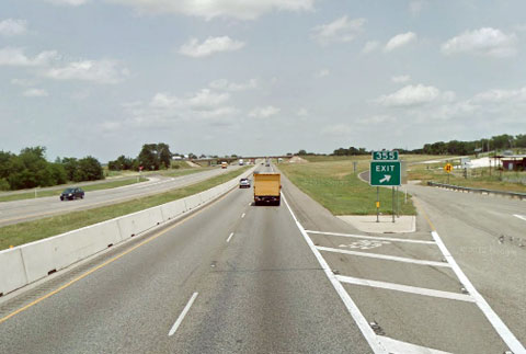 View of the northbound I-35 at mile marker 355 between West, TX and Abbott, TX near the accident site where a semi truck driver was killed after his truck caught fire on October 3, 2013. 